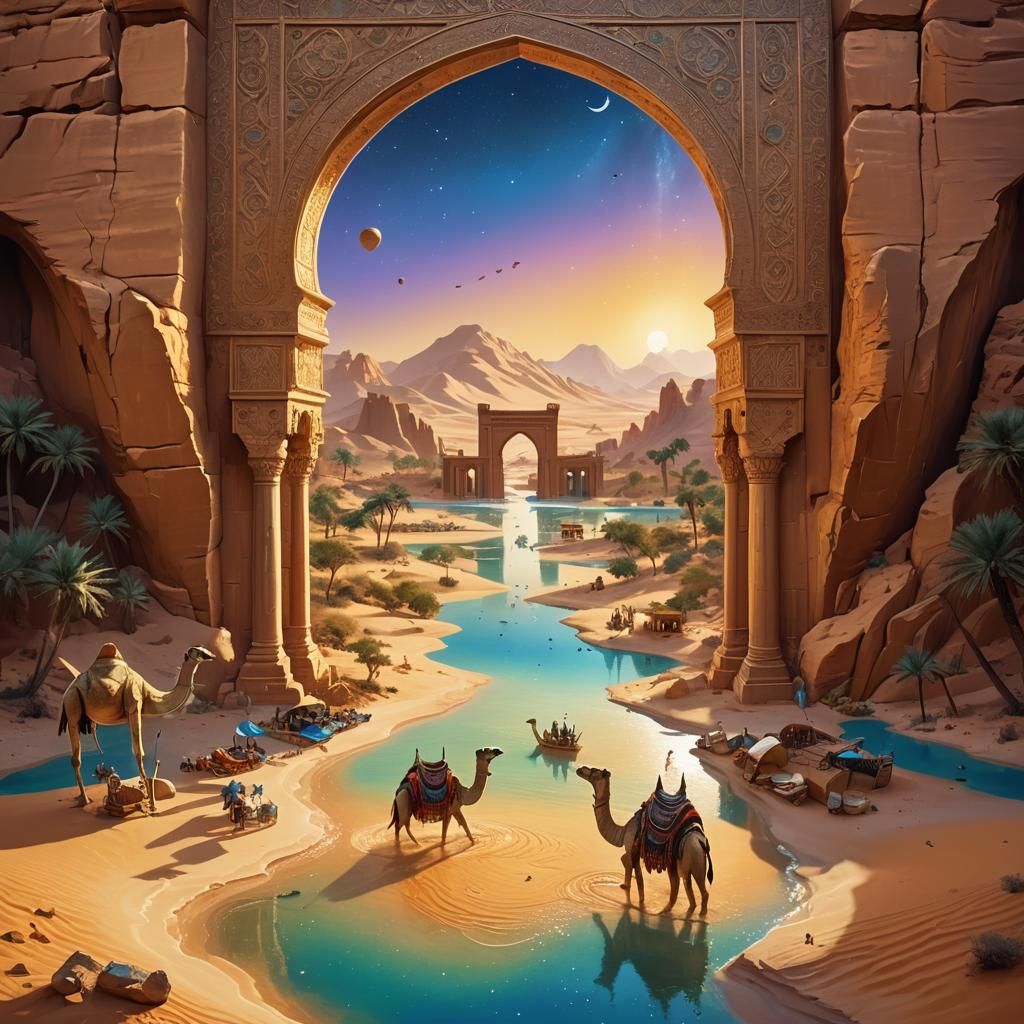 Surreal Archway Landscape in Digital Painting Style