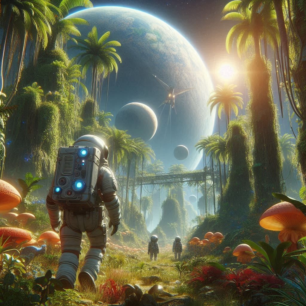 “Verdant Mysteries: Astronauts Explore an Alien Eden #2”