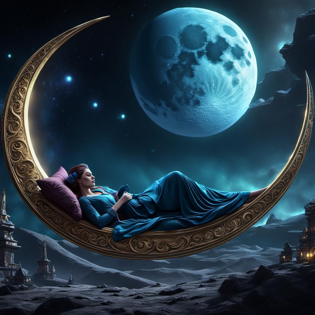 Lady on the moon bed