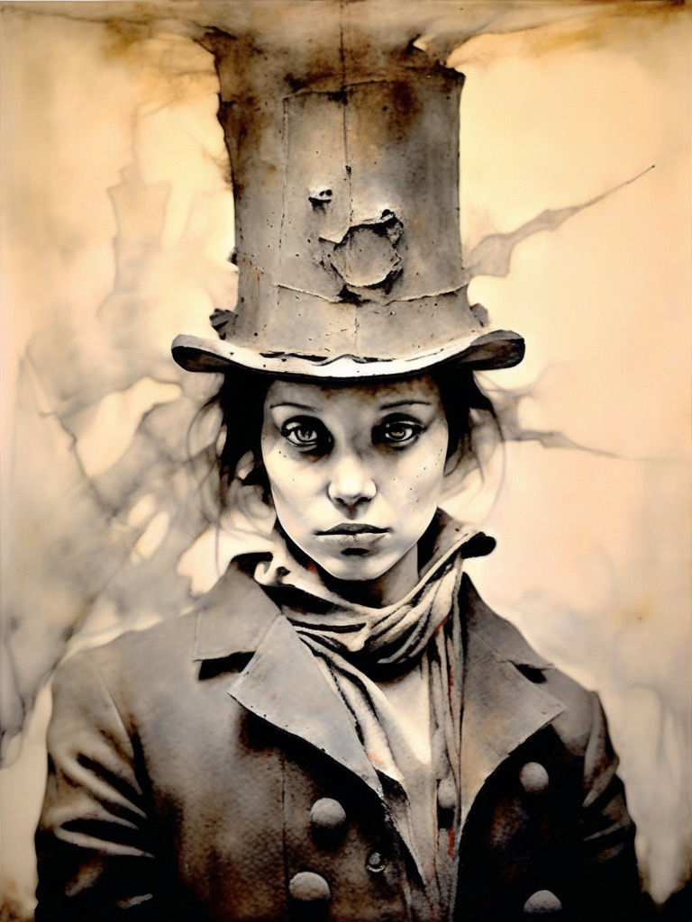 Woman in a stovepipe hat