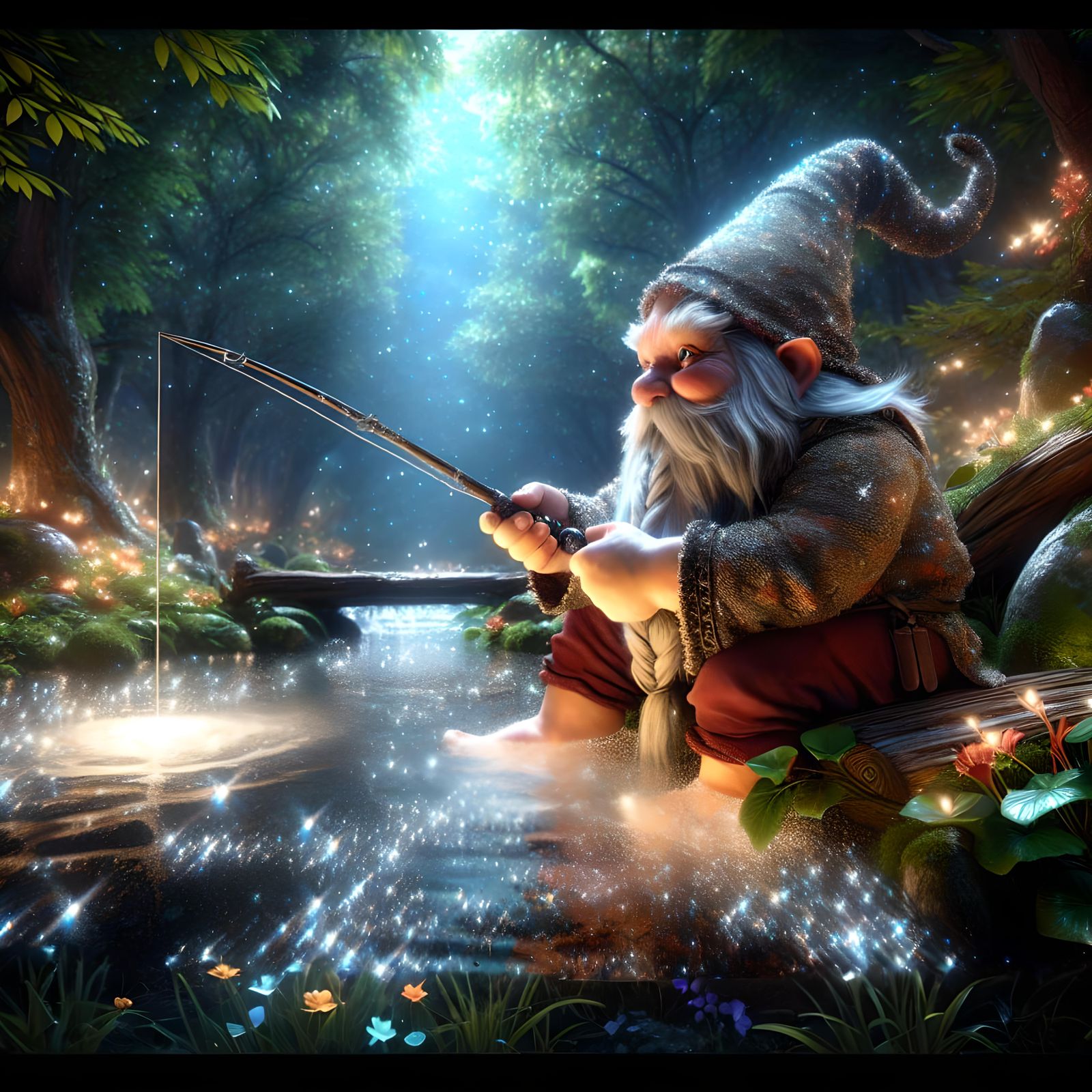 Gnome’s Quiet Reflection by the Secret Magic Pond   by @Valkyrja