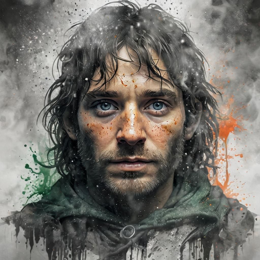 olor splash portrait of a lord of the rings, mist, fog, soft...