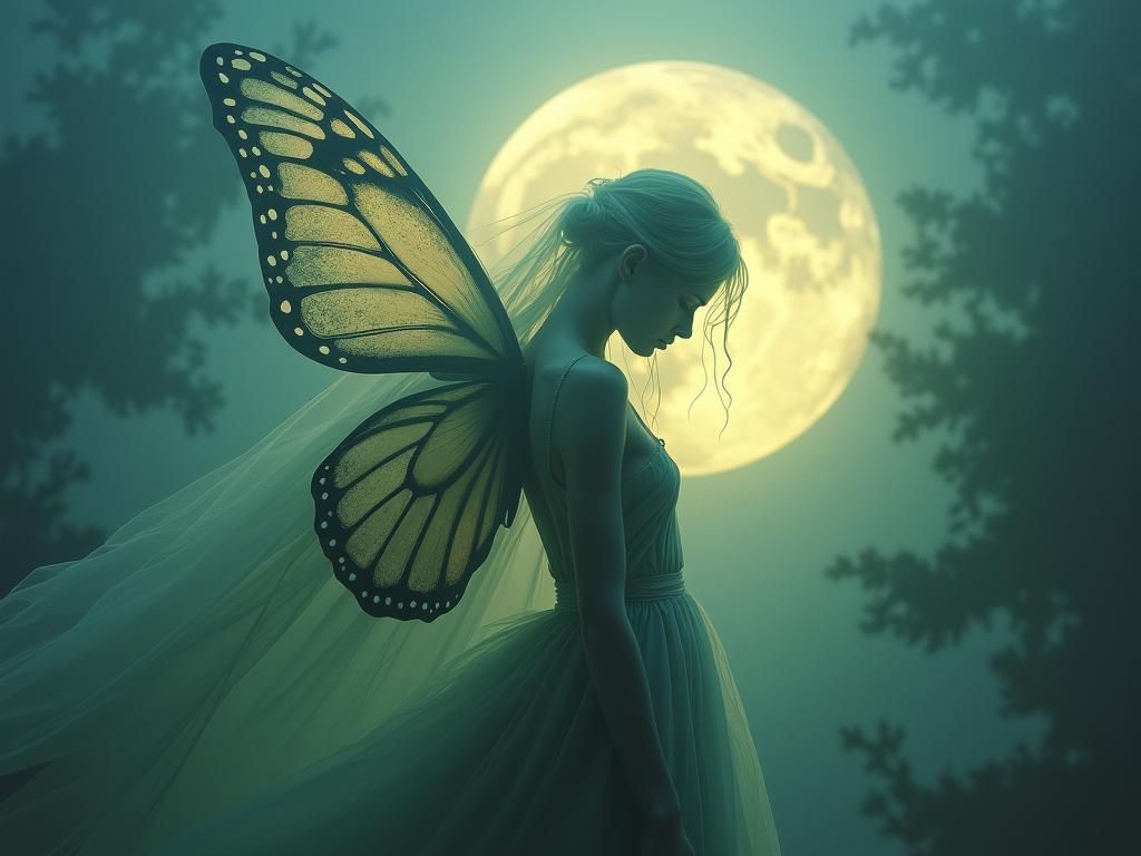 Ethereal Ghost with Butterfly Wings in Mystic Light