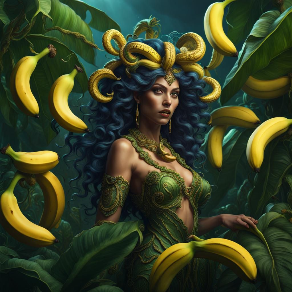 Medusa with bananas for hair.