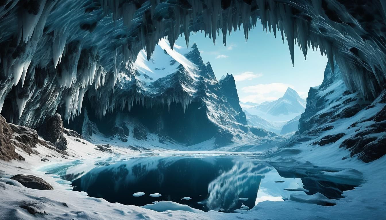 Mysterious Cave up in the Ice Covered Mountains,  where some...
