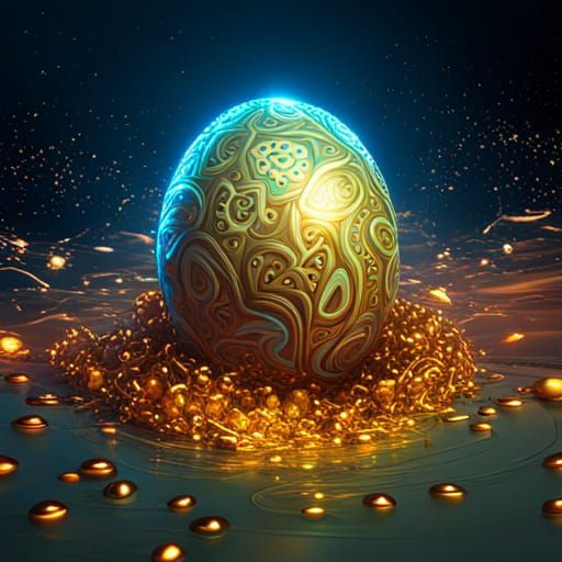 decorated eggs; sparkles; 

triadic colors ; gold and teal ;...