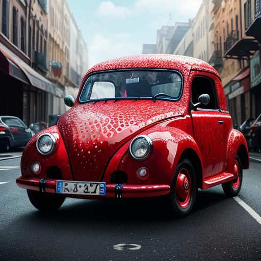 A car strawberry in a street