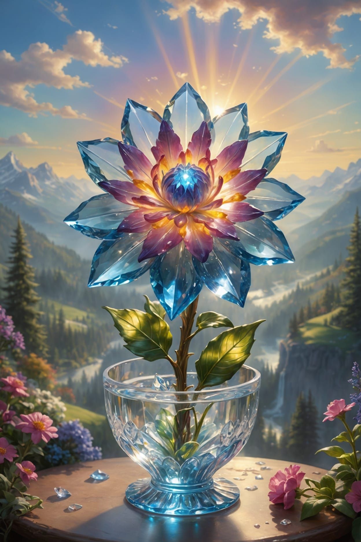 a glass crystal flower of magical beauty.  by @undefined