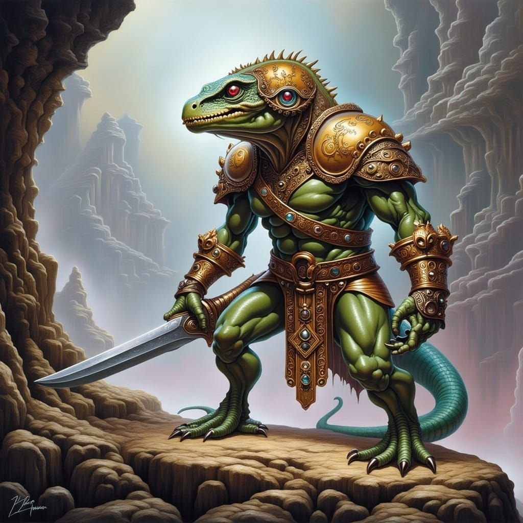  <lora:Dark Side ot Moon:1.0>lizard warrior