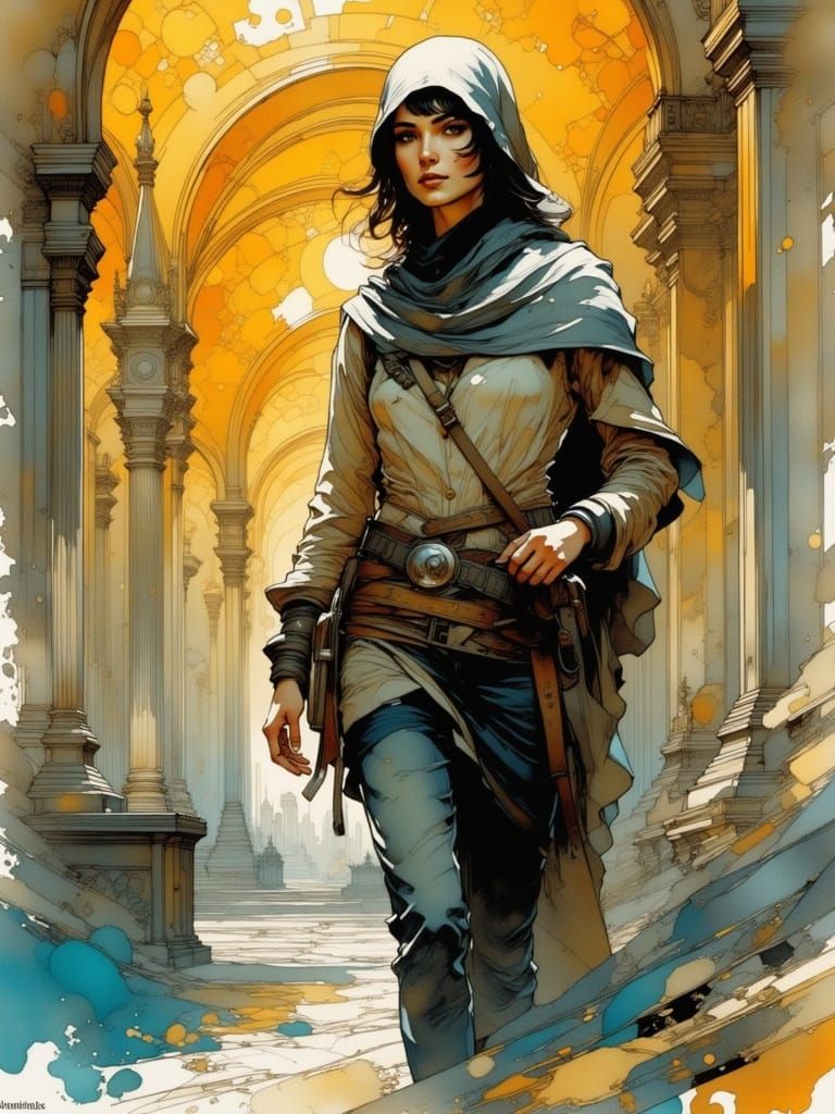 <lora:Atramento:0.85> saunter