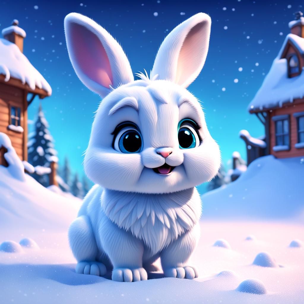 Cutest littel bunny in the snow - AI Generated Artwork - NightCafe Creator