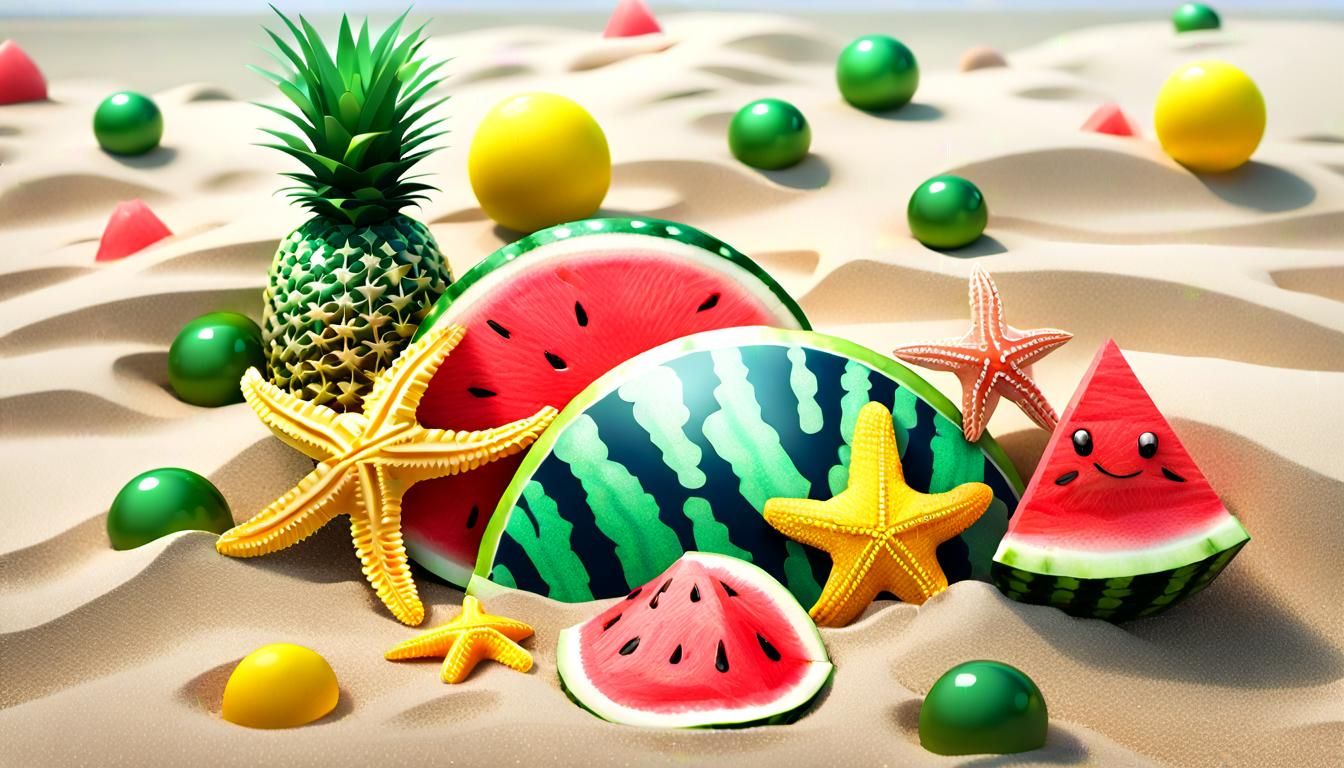 Sparkling Summer Beach Scene in 3D