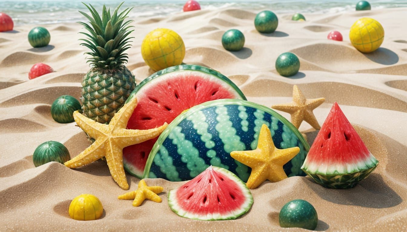 Sparkling Summer Beach Scene in 8-bit Style