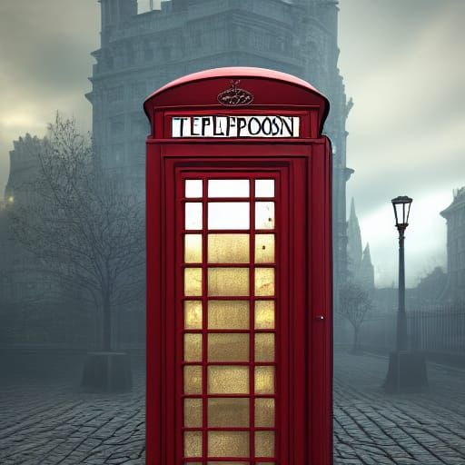 Steampunk London telephone box