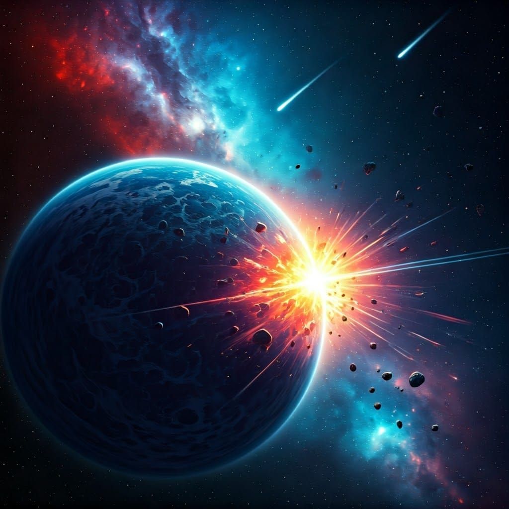 Asteroid crash into a planet