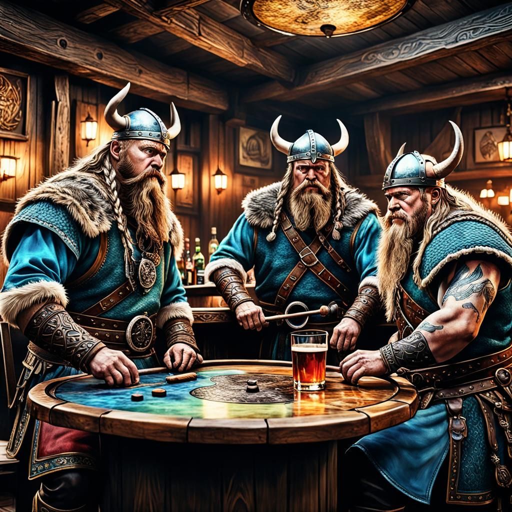 Viking Crew Playing Tavern Games