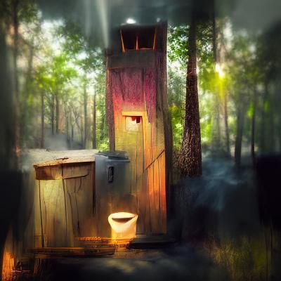 An outhouse in the woods concept art #film volumetric lighting