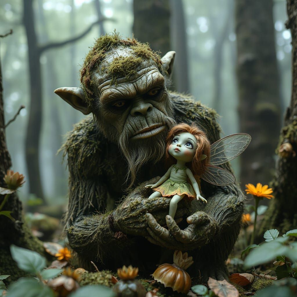 Forest Troll and a Woodland Fairy  by @Pavel