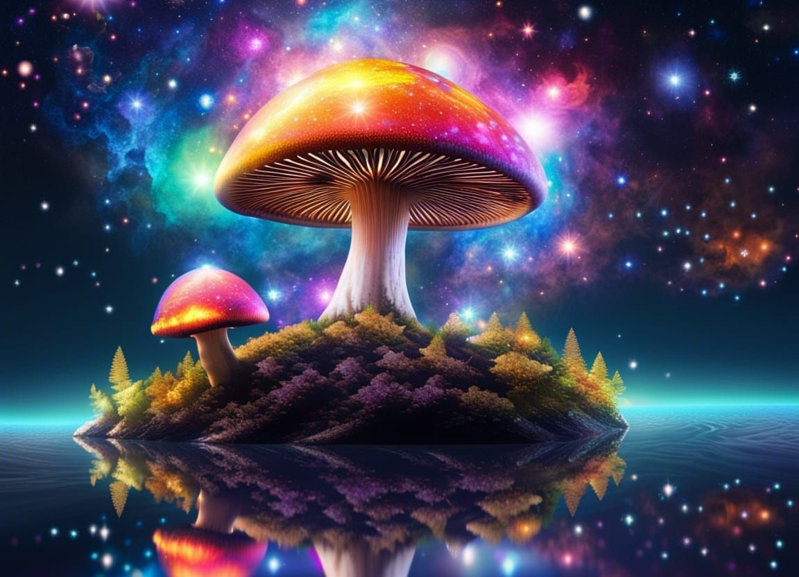 Glitter Mushroom Emitting Glitter into Outer Space