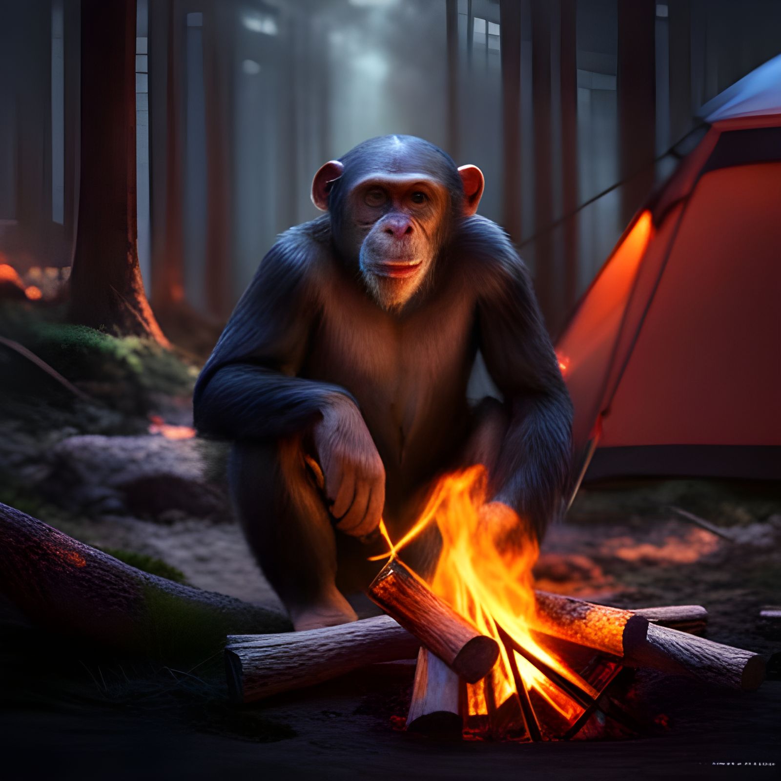 Primate-ive Camping  by @DeadMeat