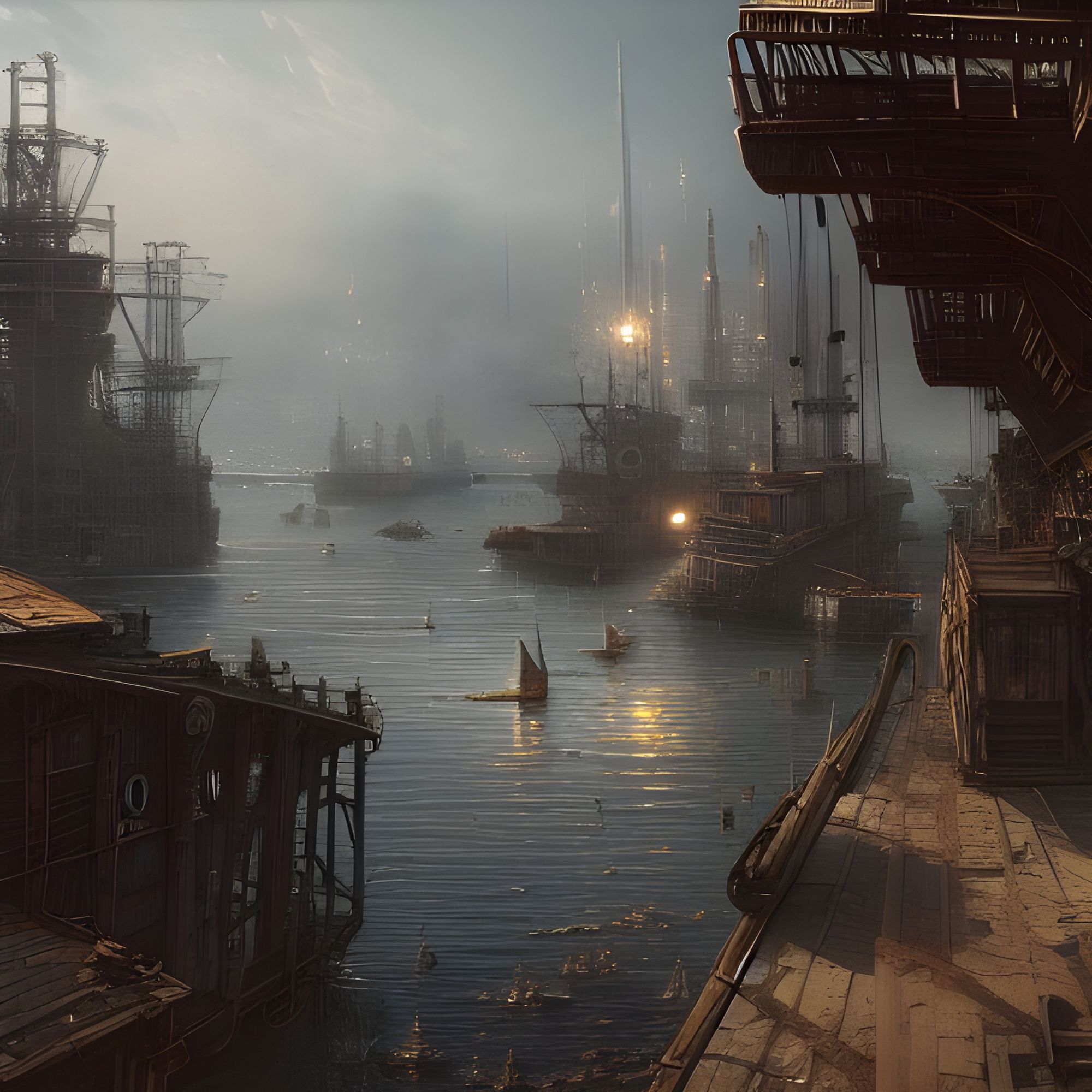 Steampunk Dockyards XVIII : r/nightcafe