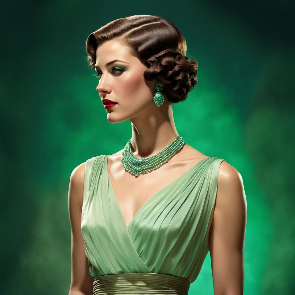 1931 Pastel Green Grecian Gown 2