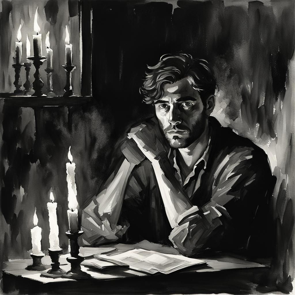 Artist brooding by candlelight   by @Sopratutto