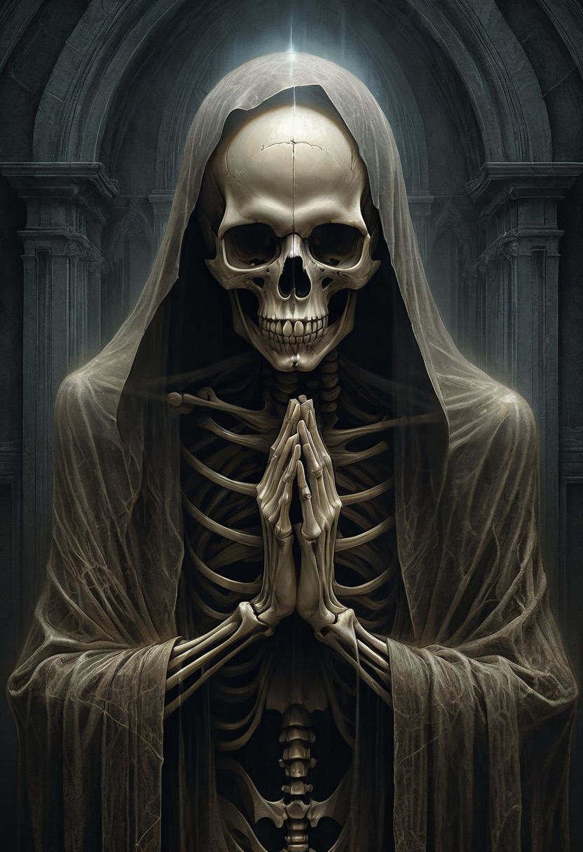 skeleton praying