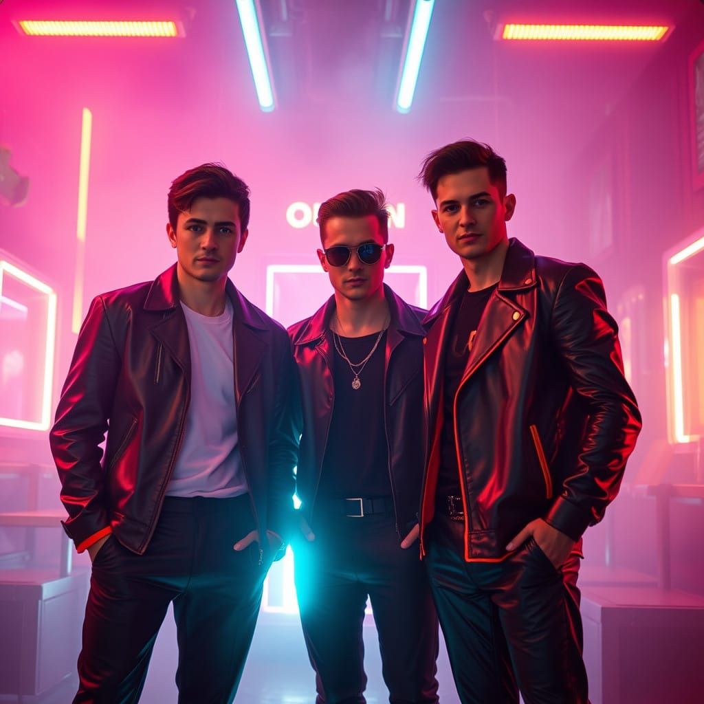 Brothers Pose in Retro-Futuristic Family Portrait