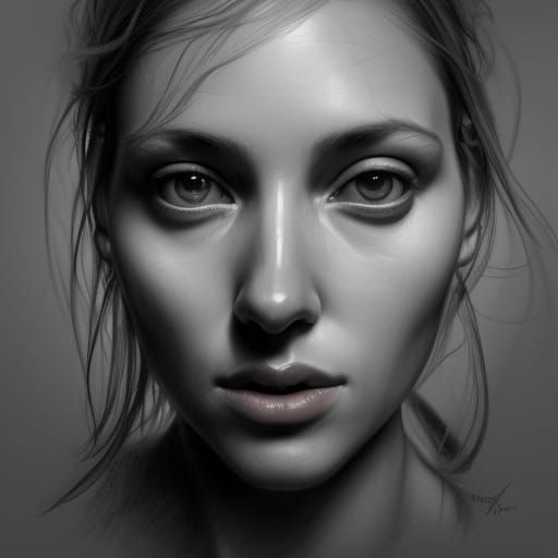 Drawing of a woman Close up portrait, ambient light, Nikon 15mm f/1.8G ...