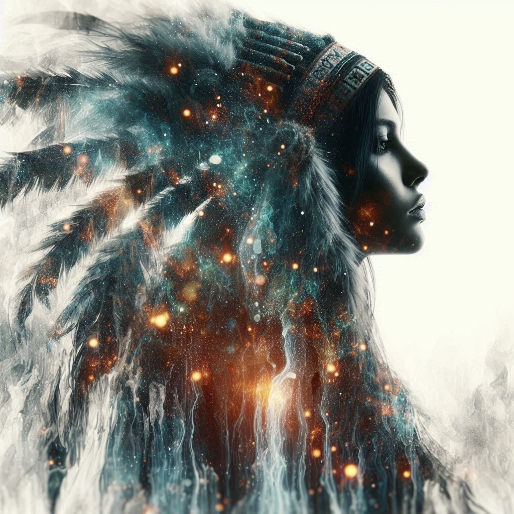 double exposure beautiful fantasy DALL-E 3 portrait landscap...