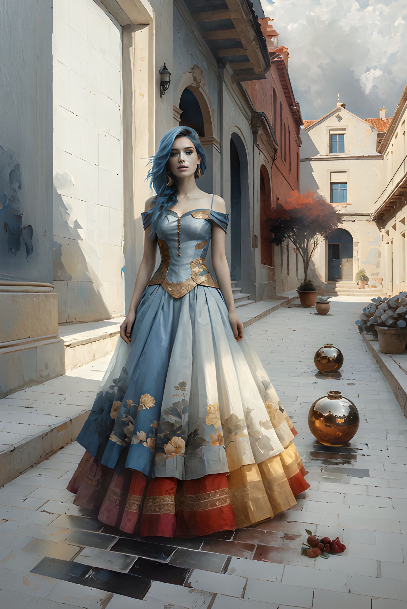 artistic portrait oil paint + collage style