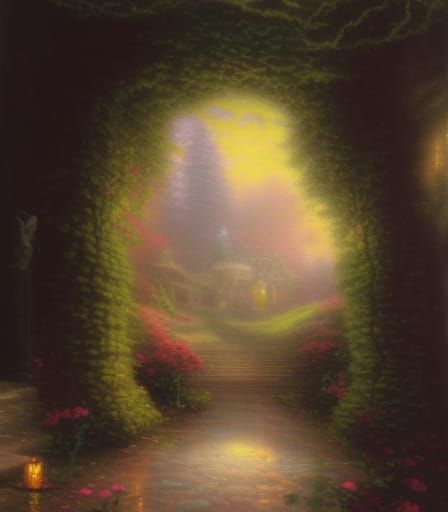 Green Eyes ethereal fantasy hyperdetailed mist Thomas Kinkad...