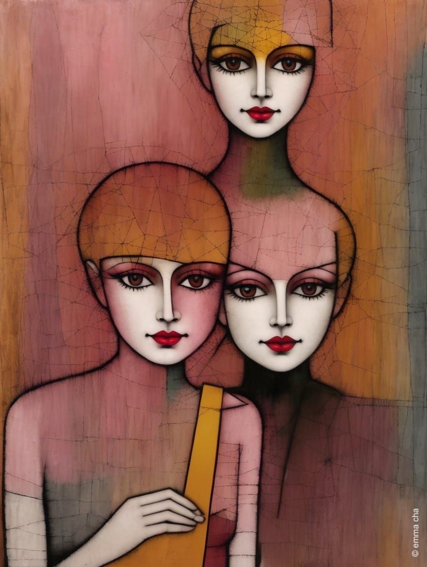 Enigmatic Trio: Eyes of Fire and Lips of Rose