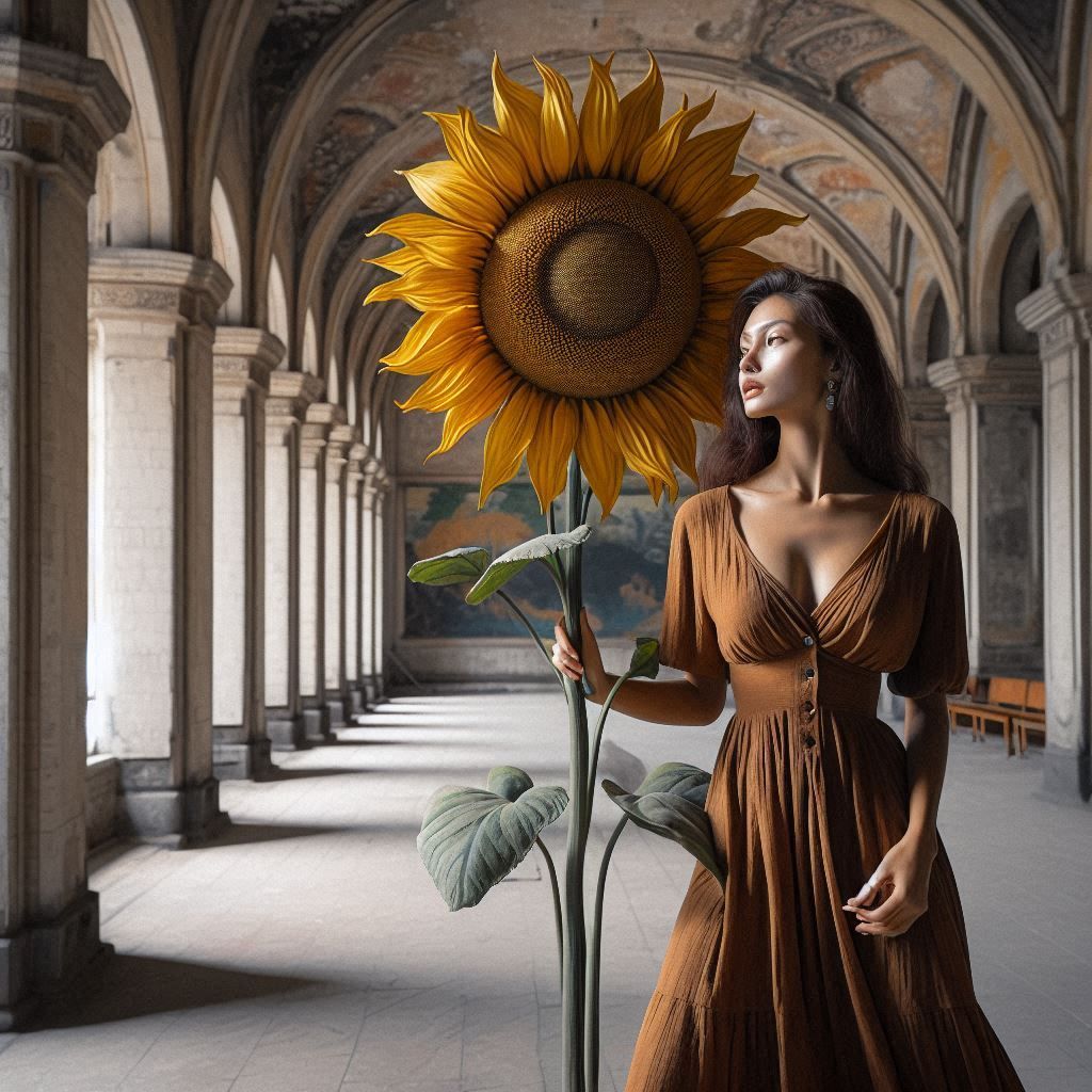 Portrait with sunflower