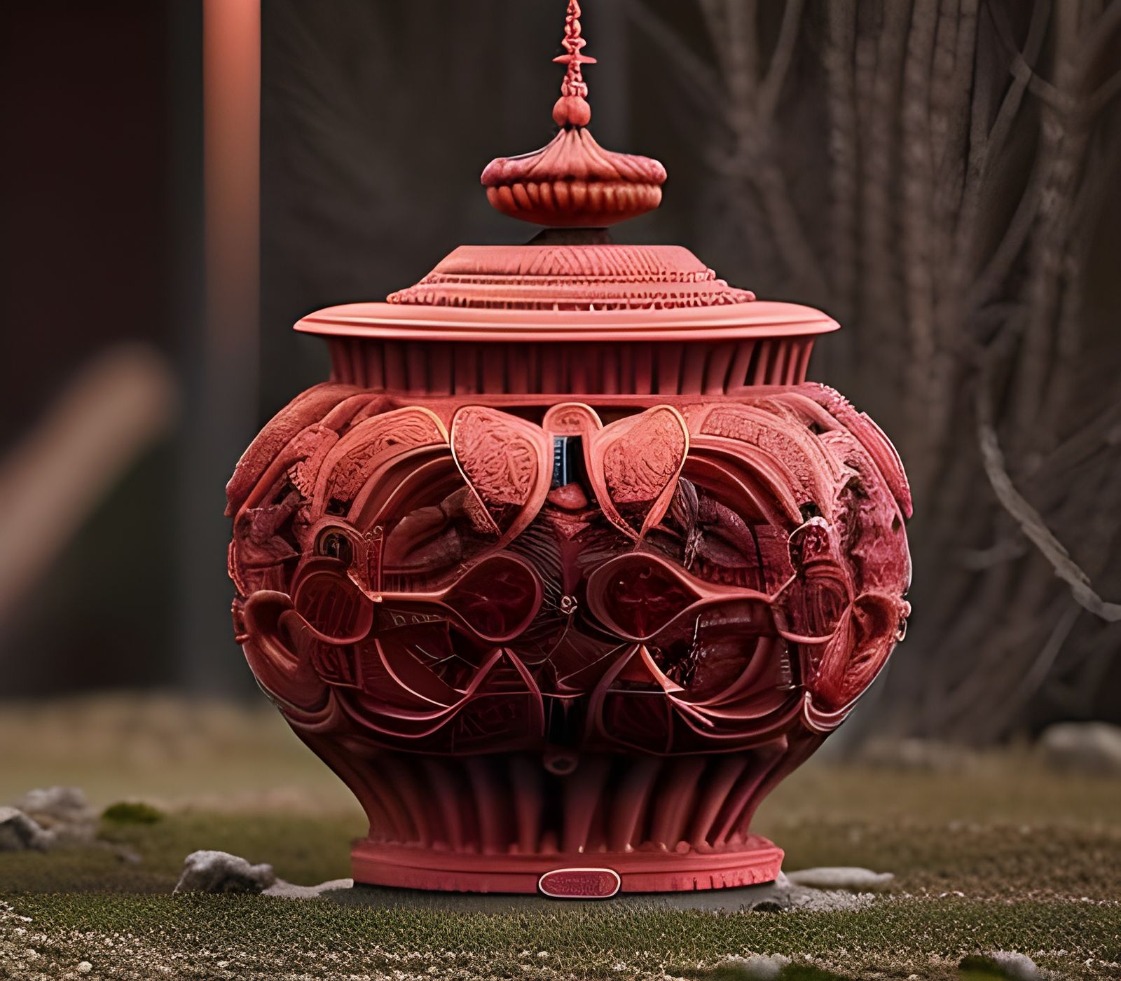 Cinnabar urn, China, Warring States period AI Generated Artwork