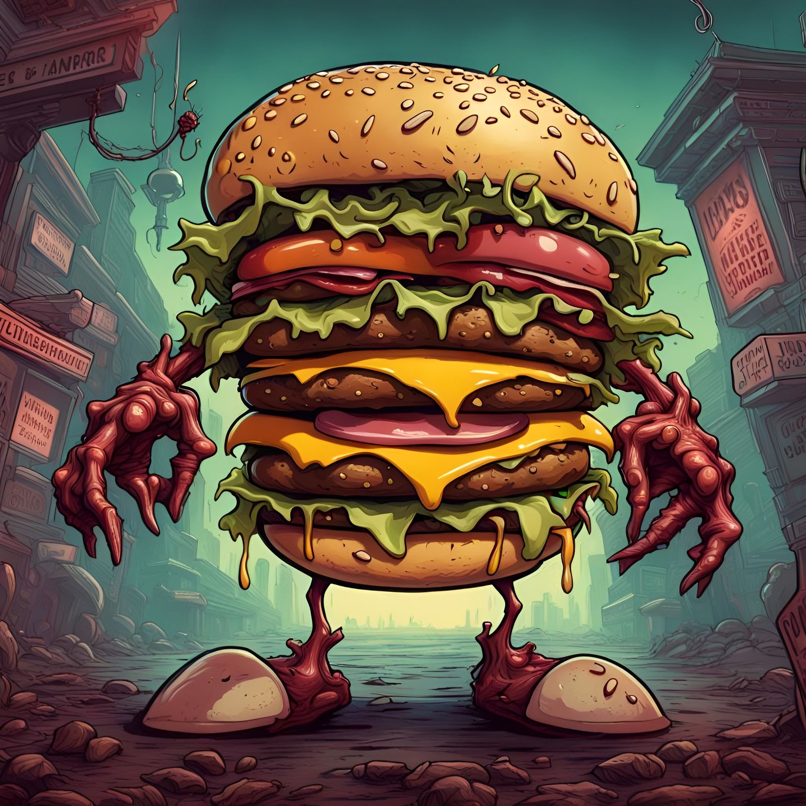 Cheeseburger Zombie - AI Generated Artwork - NightCafe Creator