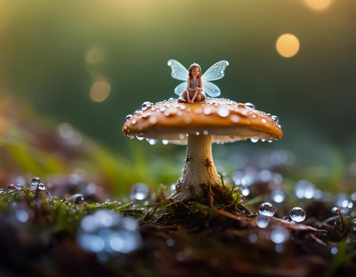 fairy sitting on a mushroom.
