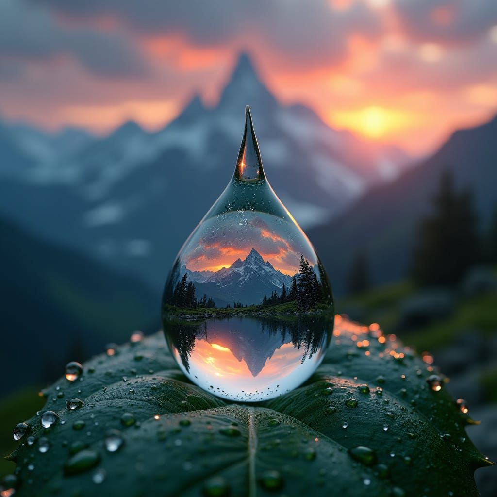 נוף הררי בתוך טיפה