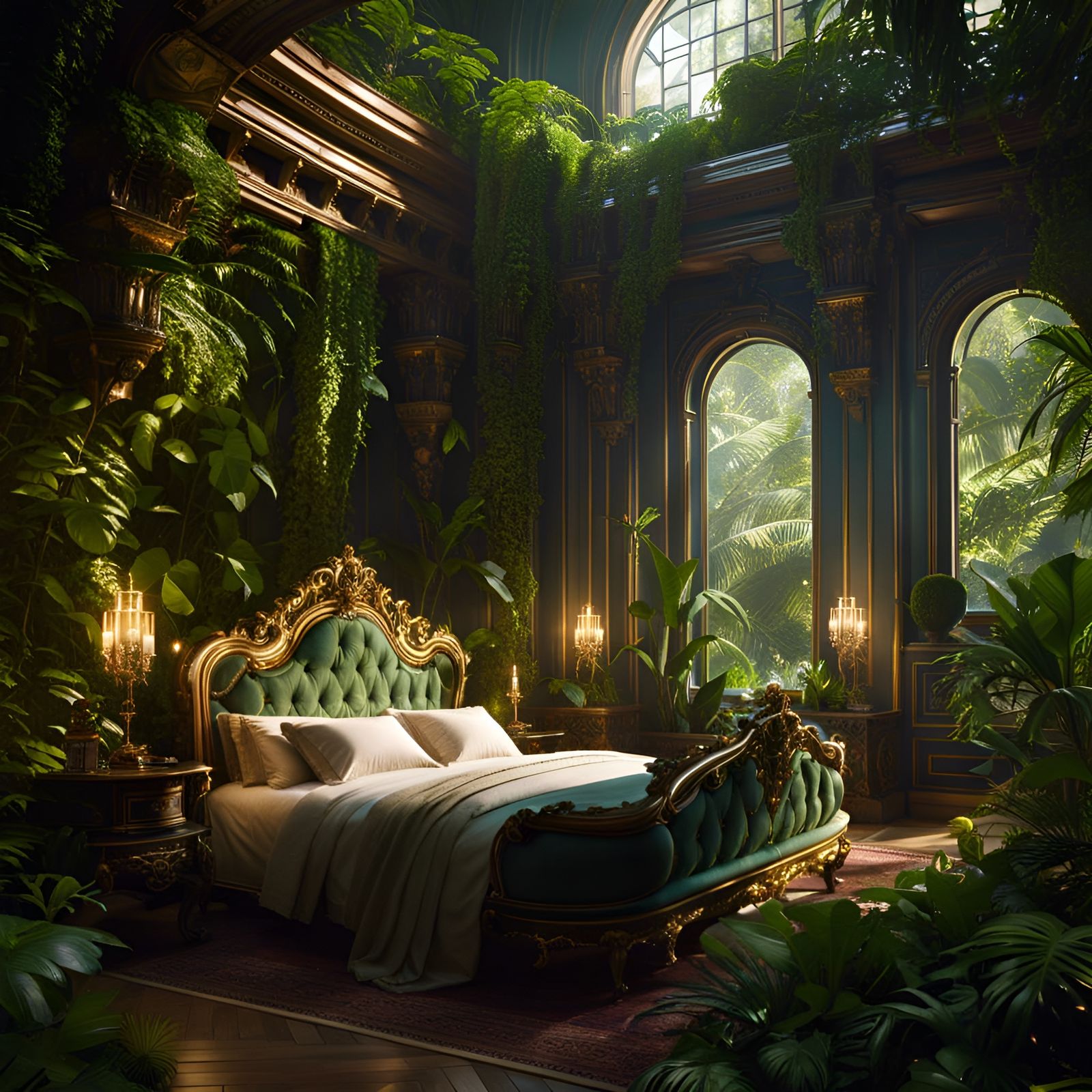 Bedroom in the rainforest - AI Generated Artwork - NightCafe Creator