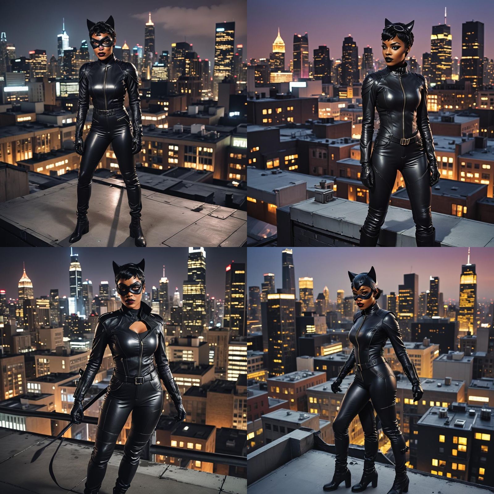 A pretty young Black woman, with a black pixie cut, plays Ca...
