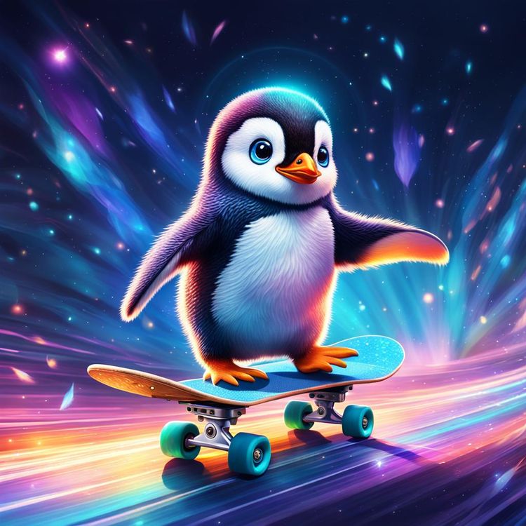 Penguin on Skateboard - AI Generated Artwork - NightCafe Creator