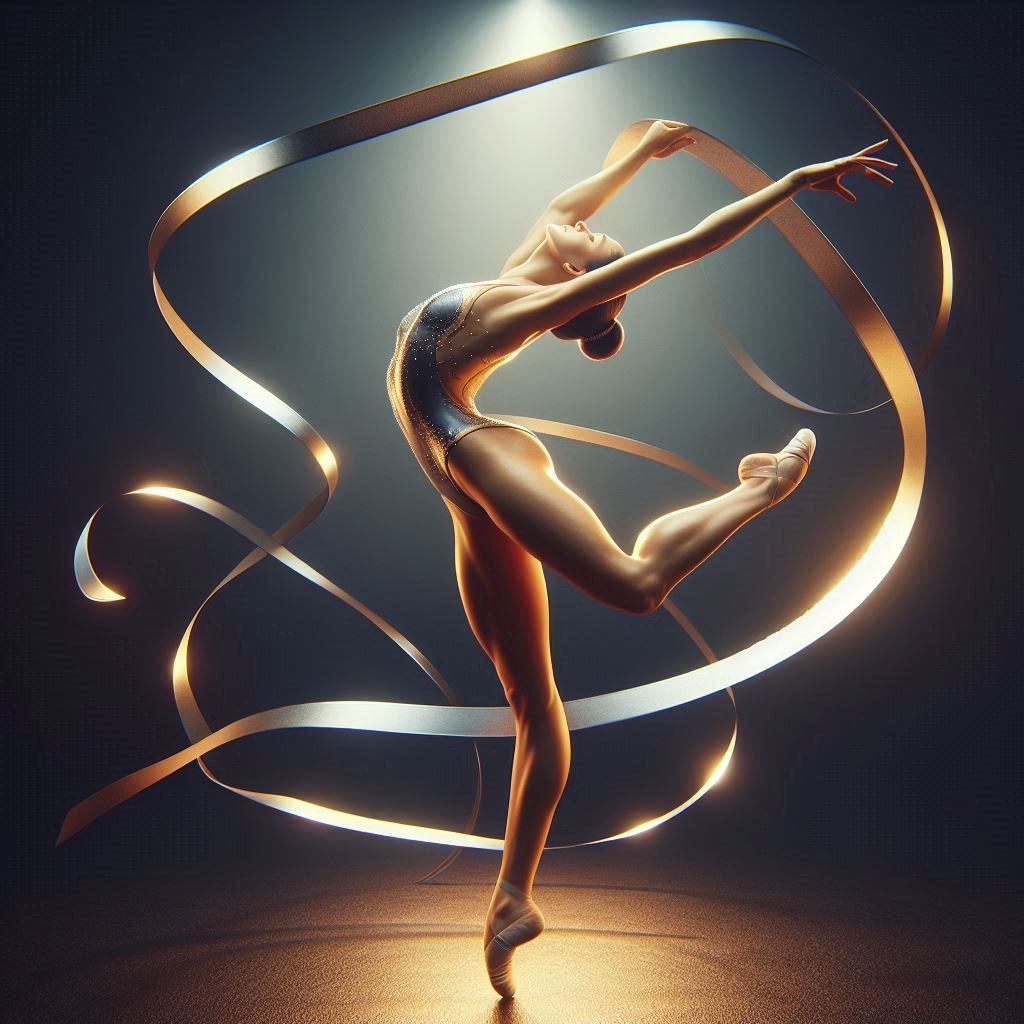 Rhythmic Gymnast Performing with Ribbon