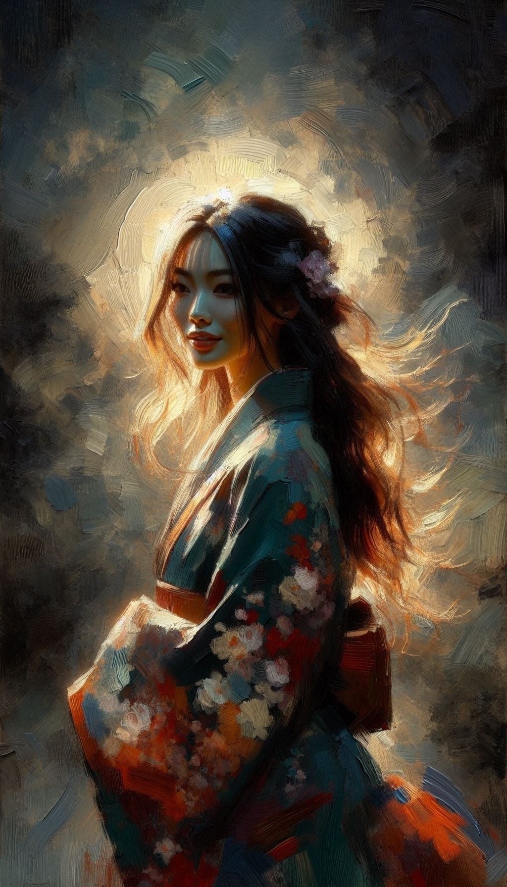 Impasto Potrait of a beautiful young woman