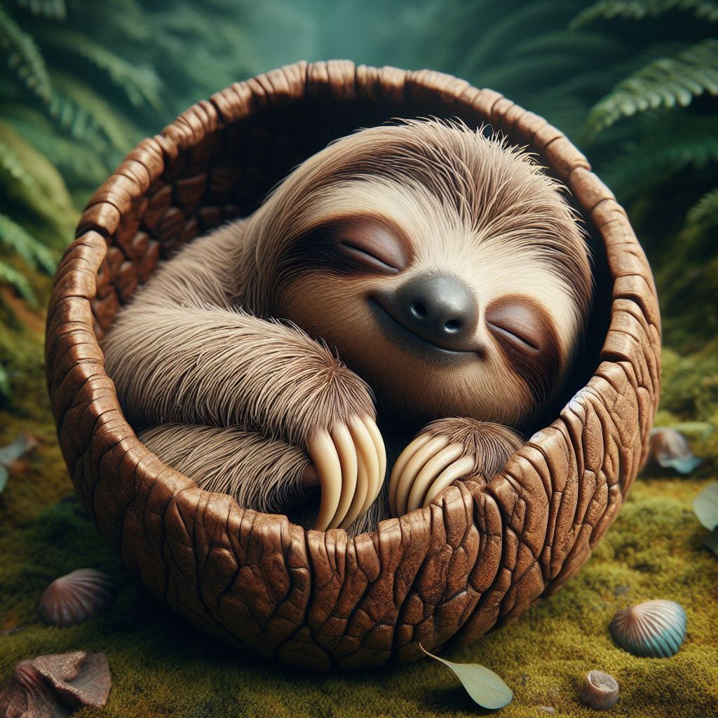 Sloth sleeping in a nutshell