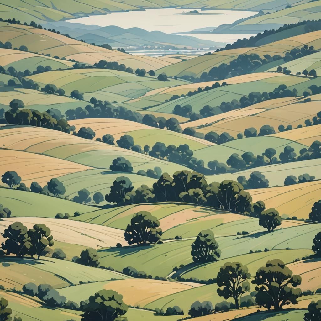 Minimalist Landscape Paintings in Creamy Pastel Colors