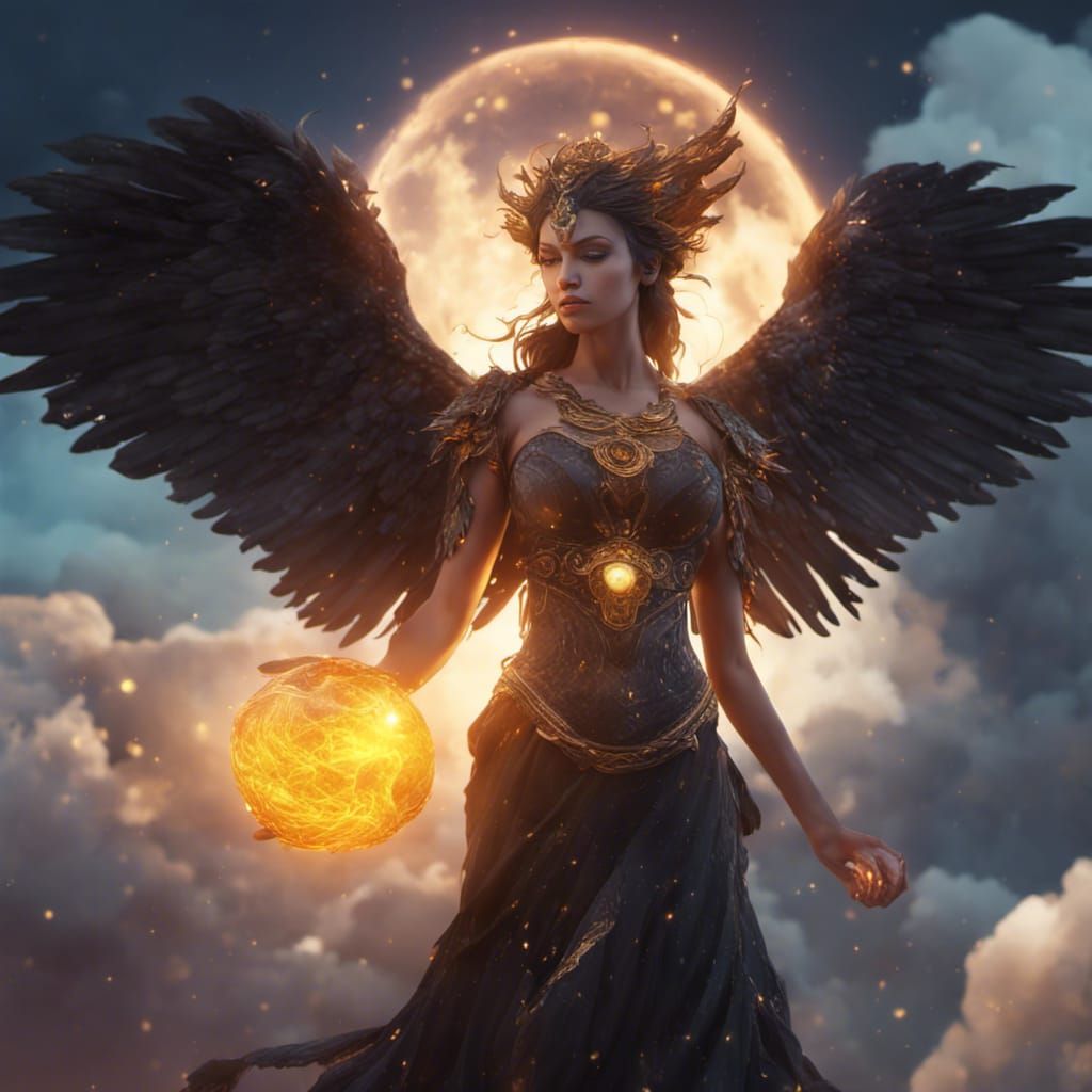  Magical goddess with black wings.  by @Aira Wonderland 