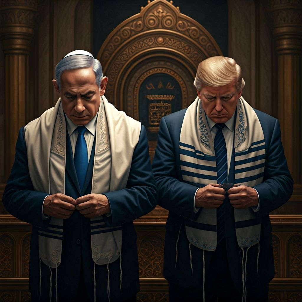 Netanyahu and Trump Praying in Synagogue