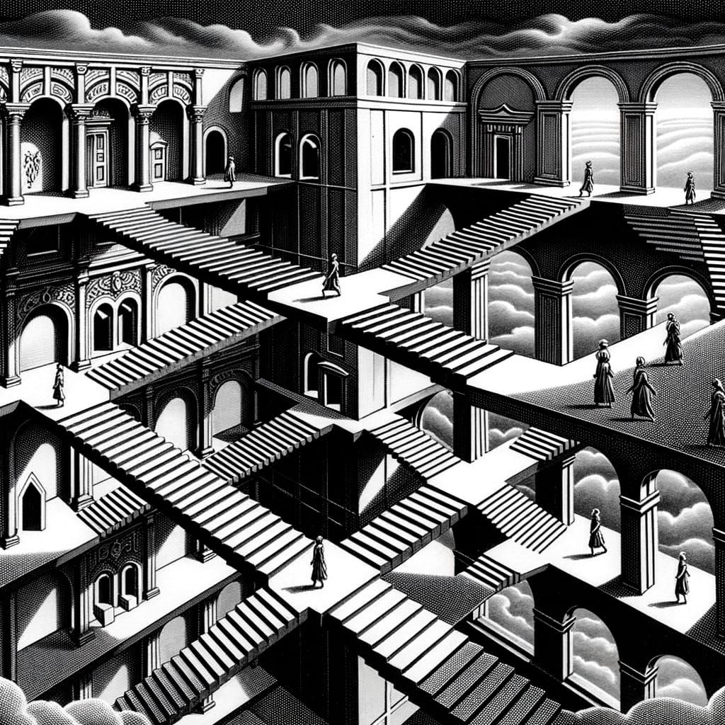 Relativity by M. C. Escher - AI Generated Artwork - NightCafe Creator