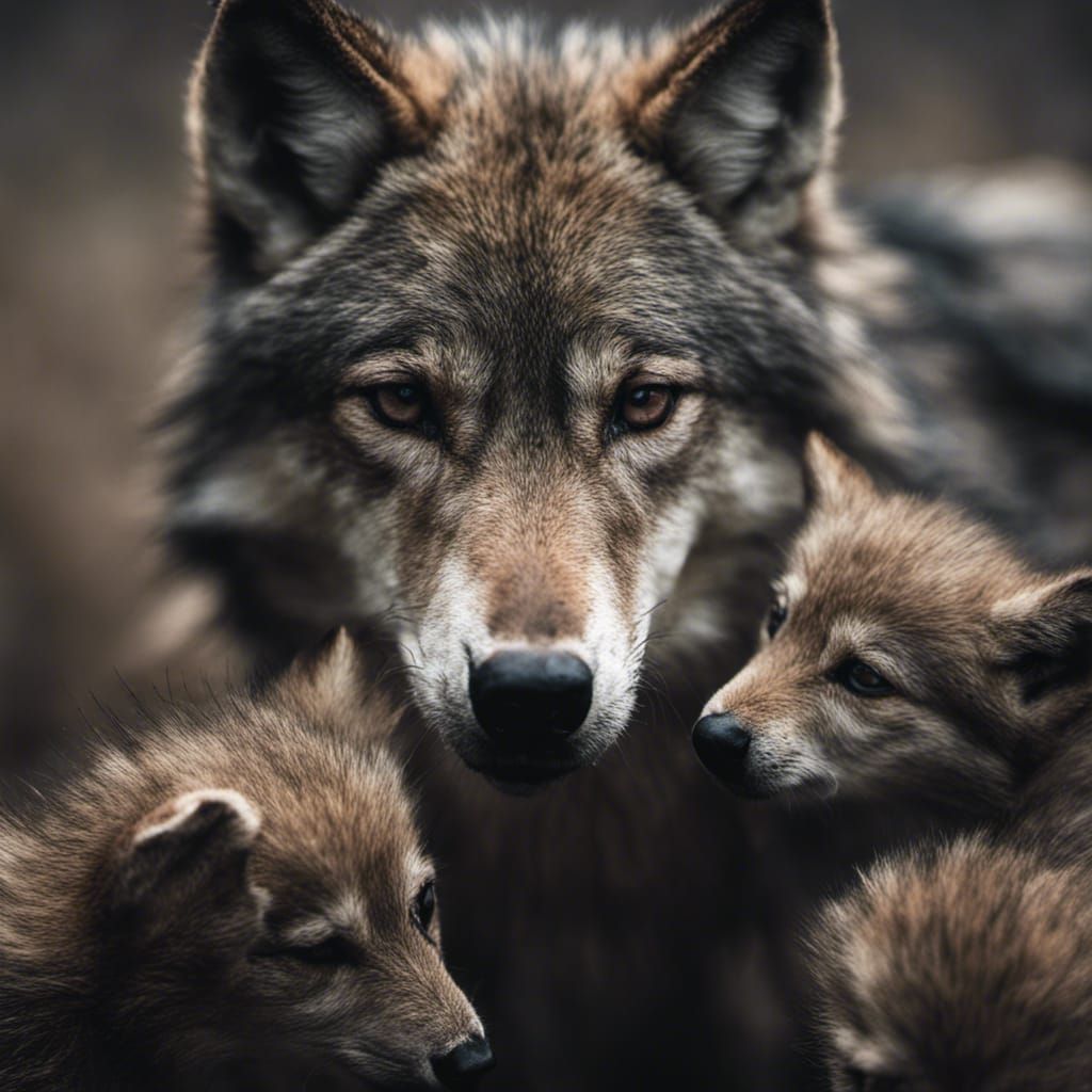 The wolf and her cubs  by @lilguybc